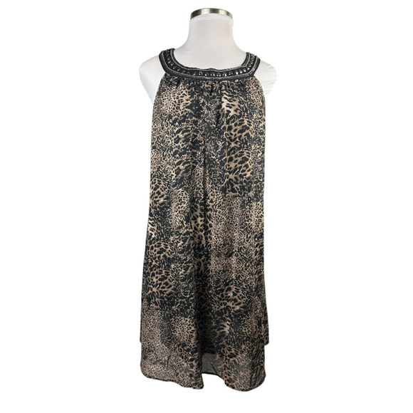 Speed Control NY Animal Print Beaded Sequin Neck Sleeveless Dress Plus Size 1X - Picture 2 of 13